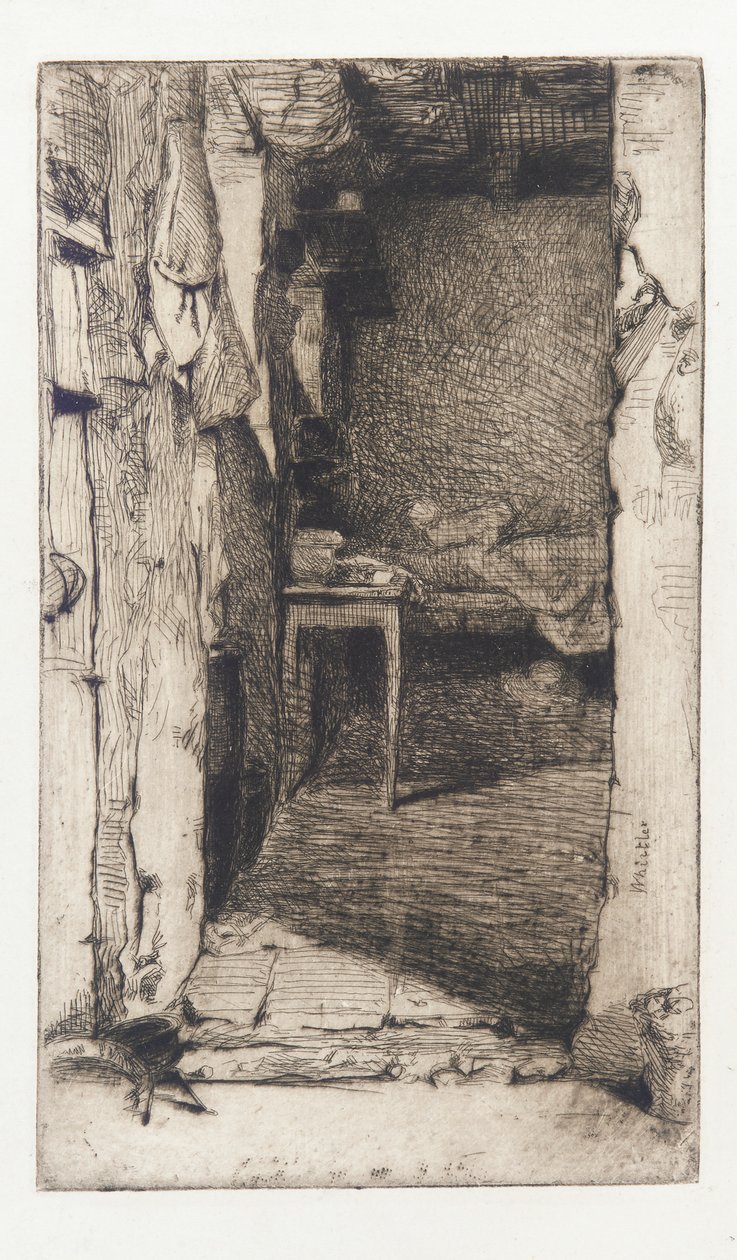 捡破烂的人，Quartier Mouffetard，巴黎，1858年。 作者 詹姆斯·阿博特·麦克尼尔·惠斯勒