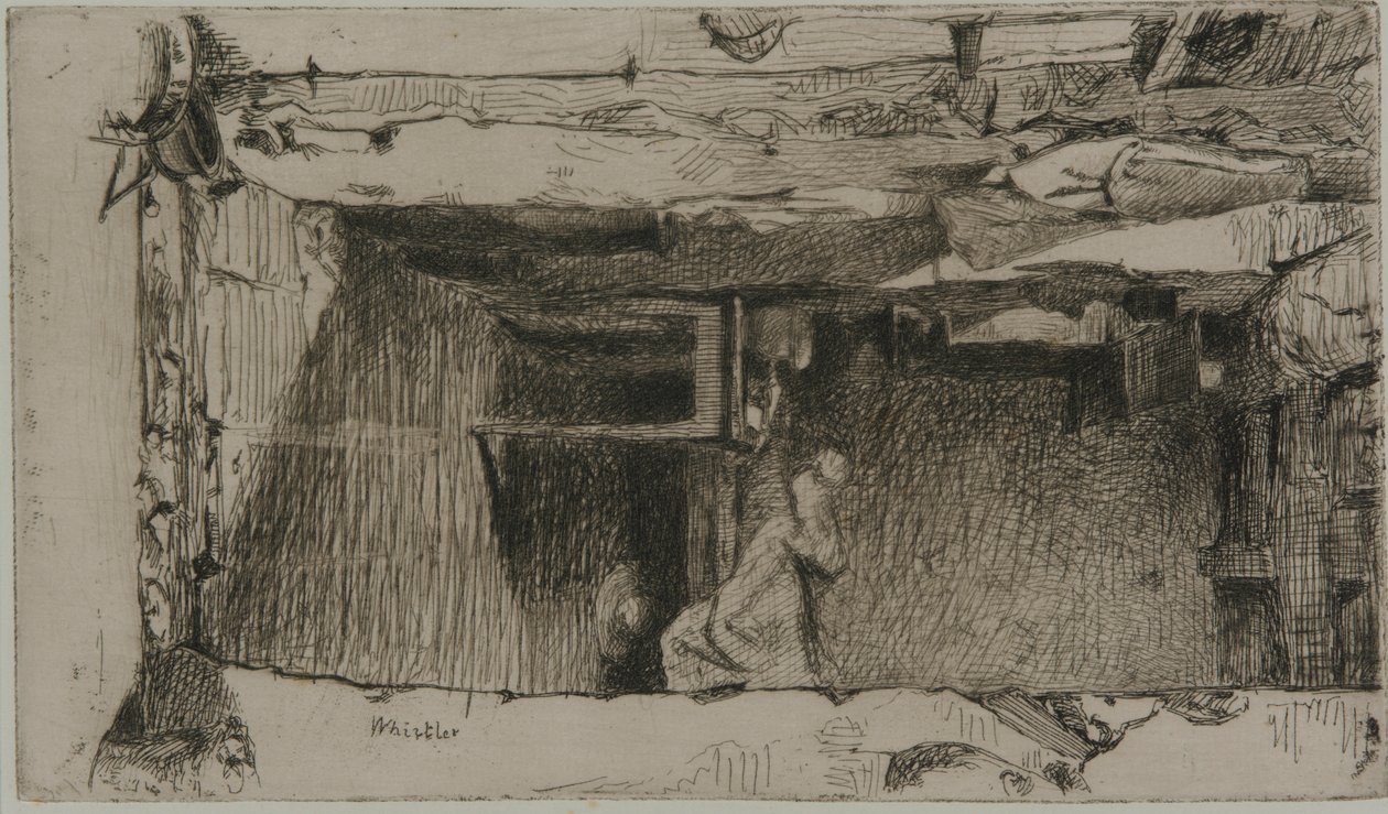 捡破烂的人，Quartier Mouffetard，巴黎，1858年。 作者 詹姆斯·阿博特·麦克尼尔·惠斯勒
