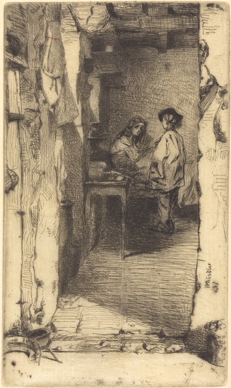 捡破烂的人，Quartier Mouffetard，巴黎，1858年。 作者 詹姆斯·阿博特·麦克尼尔·惠斯勒