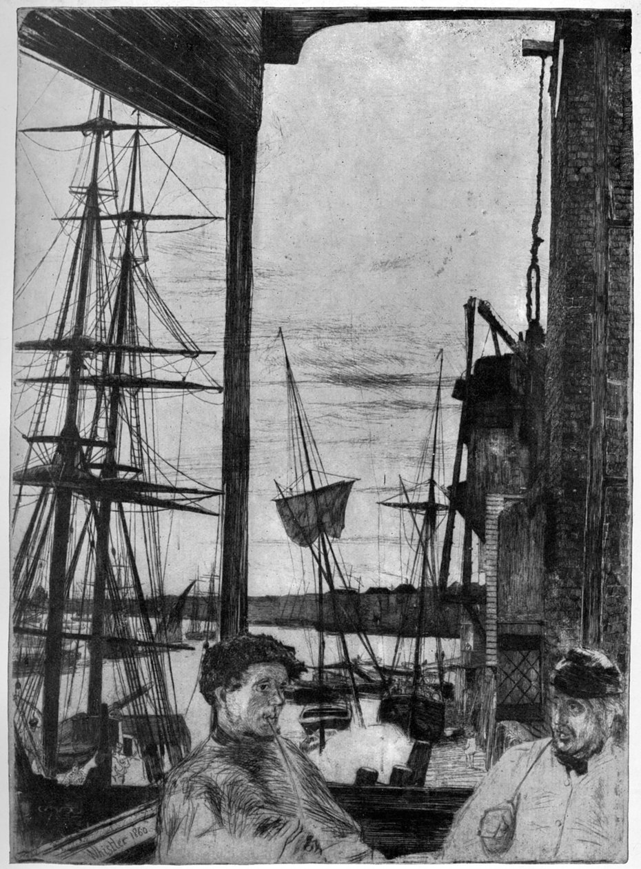 罗瑟斯（Rotherhithe），1860年，1904年。 作者 詹姆斯·阿博特·麦克尼尔·惠斯勒