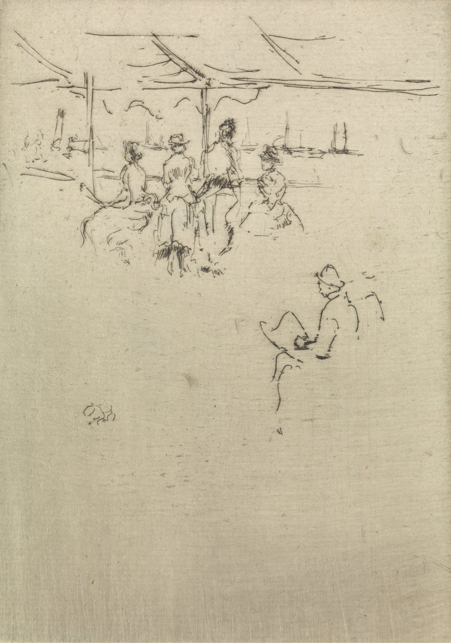莱德·皮尔（Ryde Pier），来自1887年题为“海军评论”（The Naval Review）的十二幅版画 作者 詹姆斯·阿博特·麦克尼尔·惠斯勒