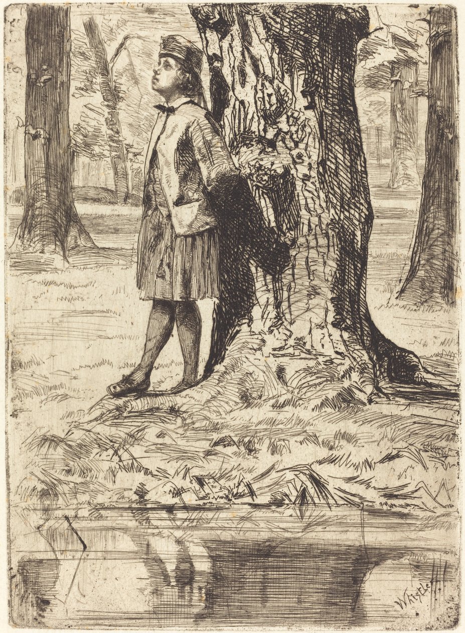 站在树下的西摩，1859年。 作者 詹姆斯·阿博特·麦克尼尔·惠斯勒