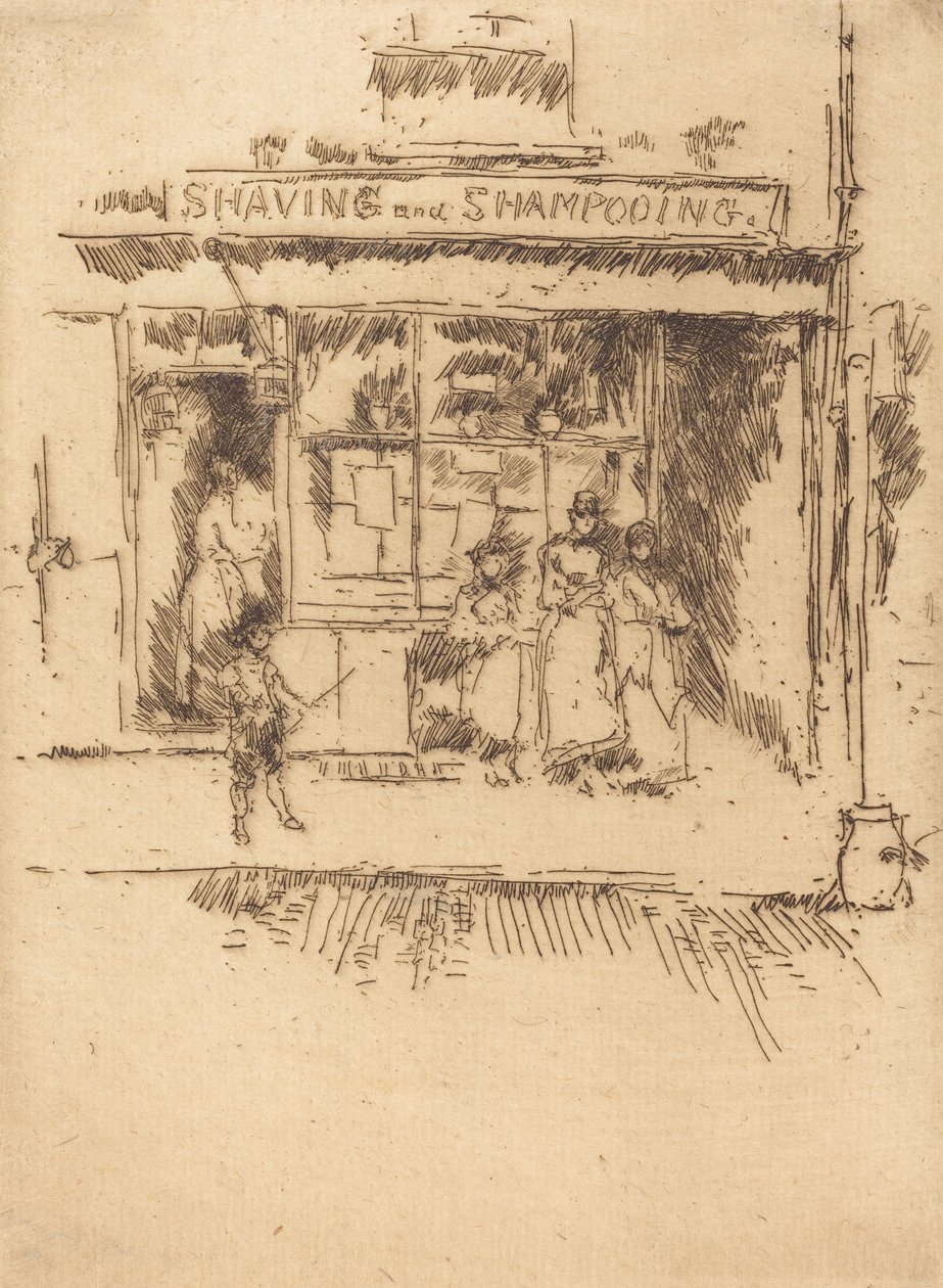 剃须和洗发，约1886-1888。 作者 詹姆斯·阿博特·麦克尼尔·惠斯勒