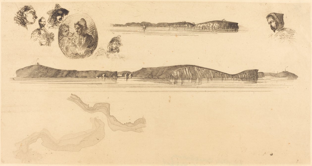 1854-1855年海岸测量图板上的素描。 作者 詹姆斯·阿博特·麦克尼尔·惠斯勒