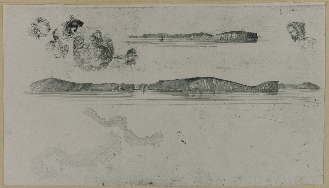海岸测量板上的素描，1854年。 作者 詹姆斯·阿博特·麦克尼尔·惠斯勒