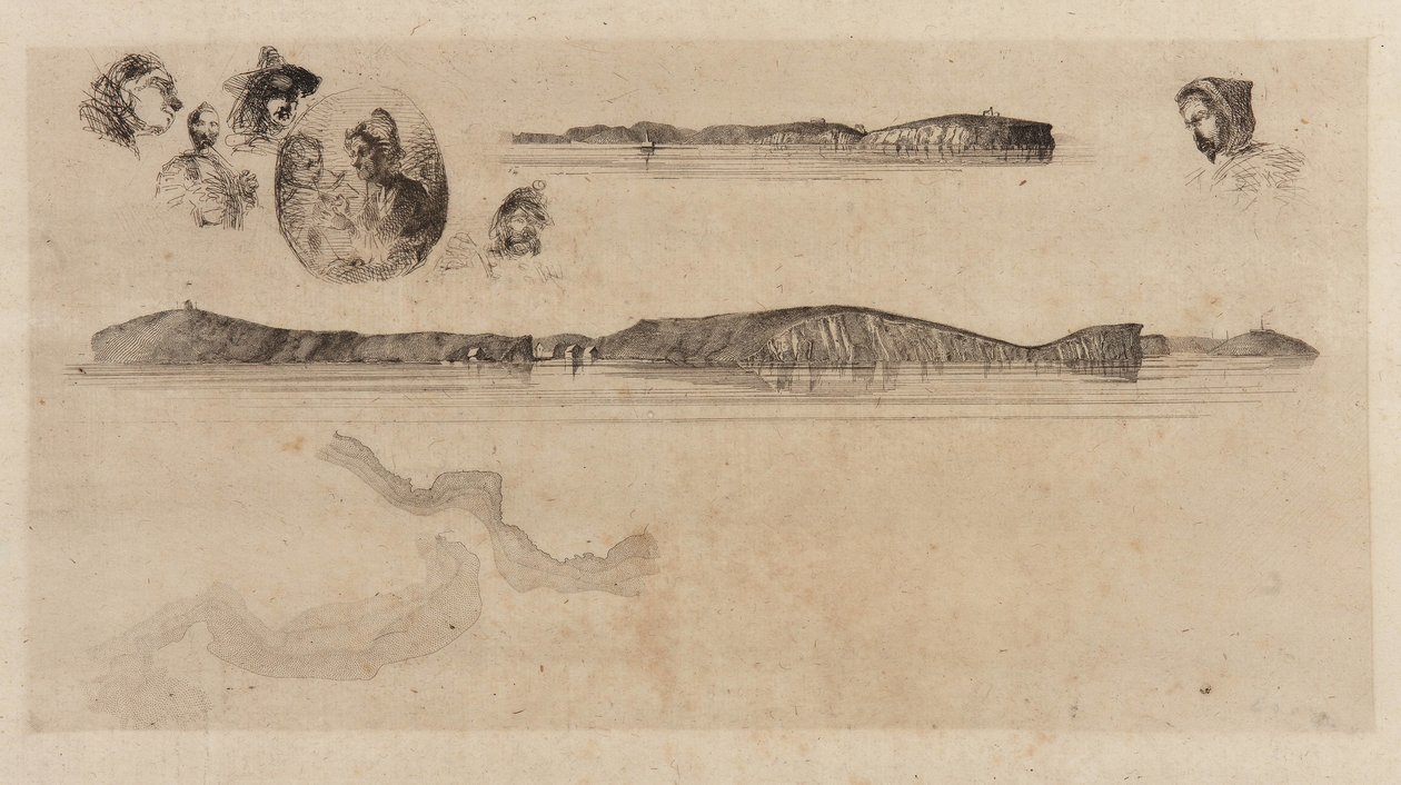 海岸测量板上的素描，1854年。 作者 詹姆斯·阿博特·麦克尼尔·惠斯勒