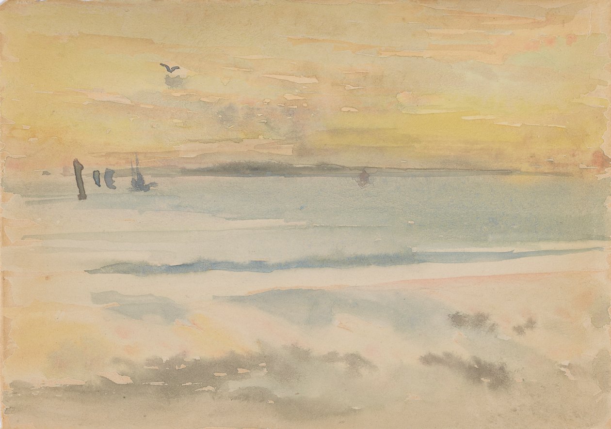 圣伊夫：日落，1883-1884。 作者 詹姆斯·阿博特·麦克尼尔·惠斯勒