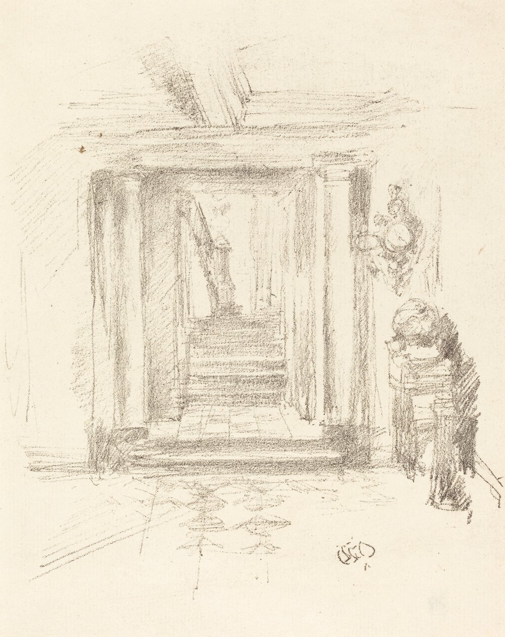 楼梯，1891年。 作者 詹姆斯·阿博特·麦克尼尔·惠斯勒