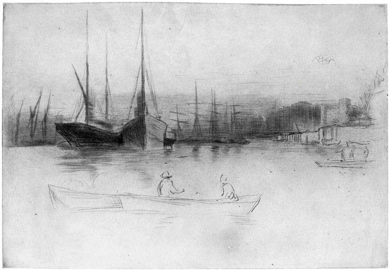 塔外的汽船，1875年，1904年。 作者 詹姆斯·阿博特·麦克尼尔·惠斯勒