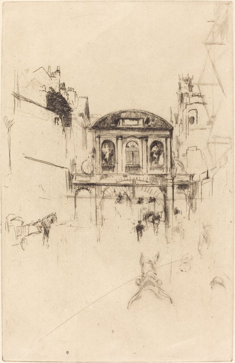Temple Bar，约1877年。 作者 詹姆斯·阿博特·麦克尼尔·惠斯勒