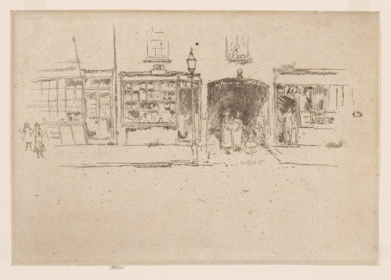 理发店，切尔西，约 1886-88 年（蚀刻版画；纸上墨水） 作者 詹姆斯·阿博特·麦克尼尔·惠斯勒