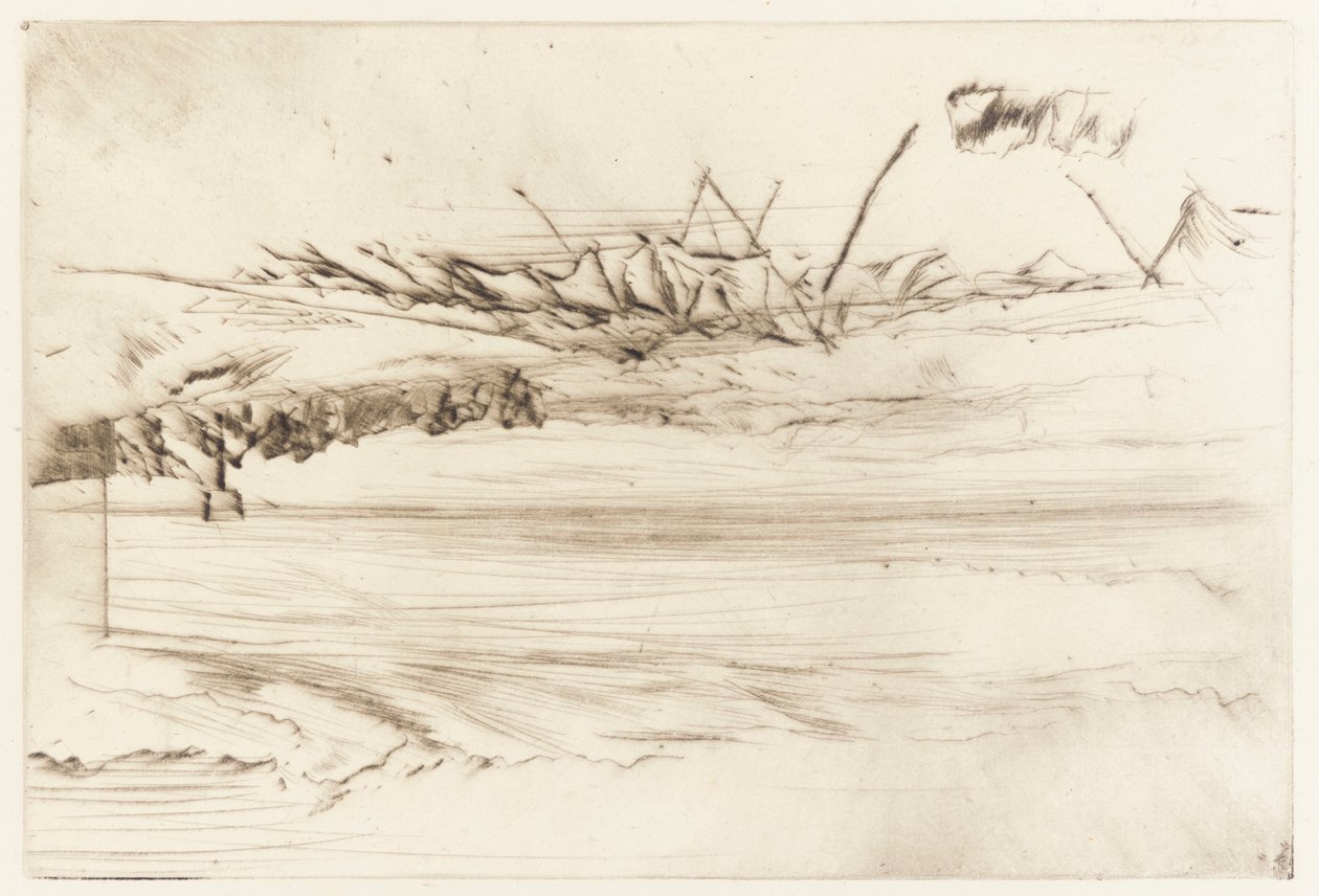 海滩，黑斯廷斯，1873年。 作者 詹姆斯·阿博特·麦克尼尔·惠斯勒