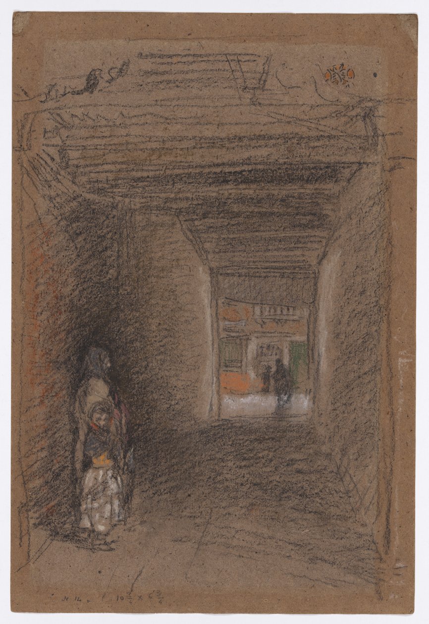 乞丐--冬天，1889 年末或 1880 年初（棕色纸上的粉笔和粉彩画） 作者 詹姆斯·阿博特·麦克尼尔·惠斯勒