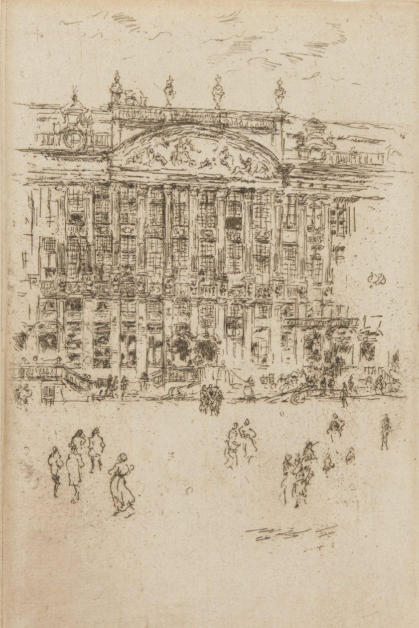 教堂--布鲁塞尔的崇拜，1887年。 作者 詹姆斯·阿博特·麦克尼尔·惠斯勒