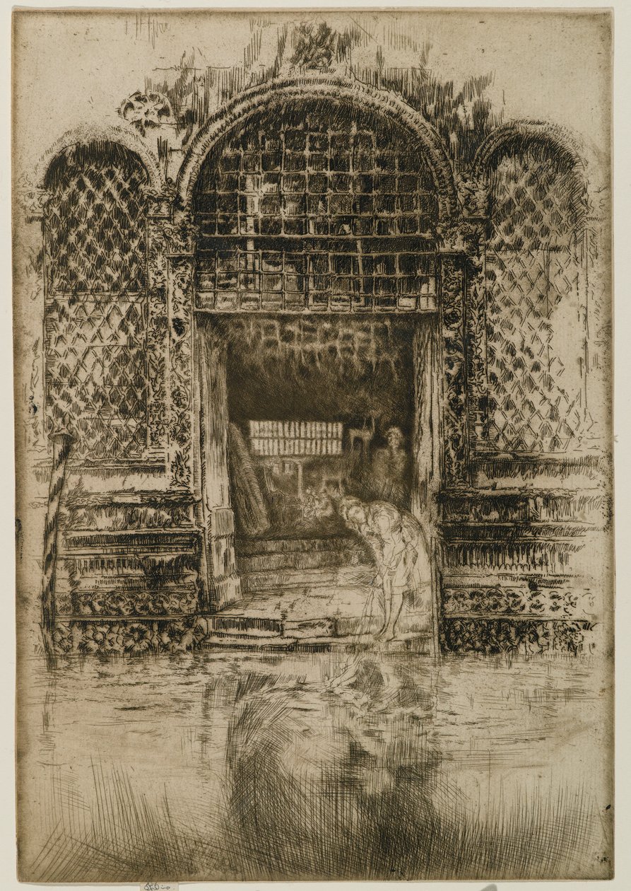 门口，1880年（纸上蚀刻和干点） 作者 詹姆斯·阿博特·麦克尼尔·惠斯勒