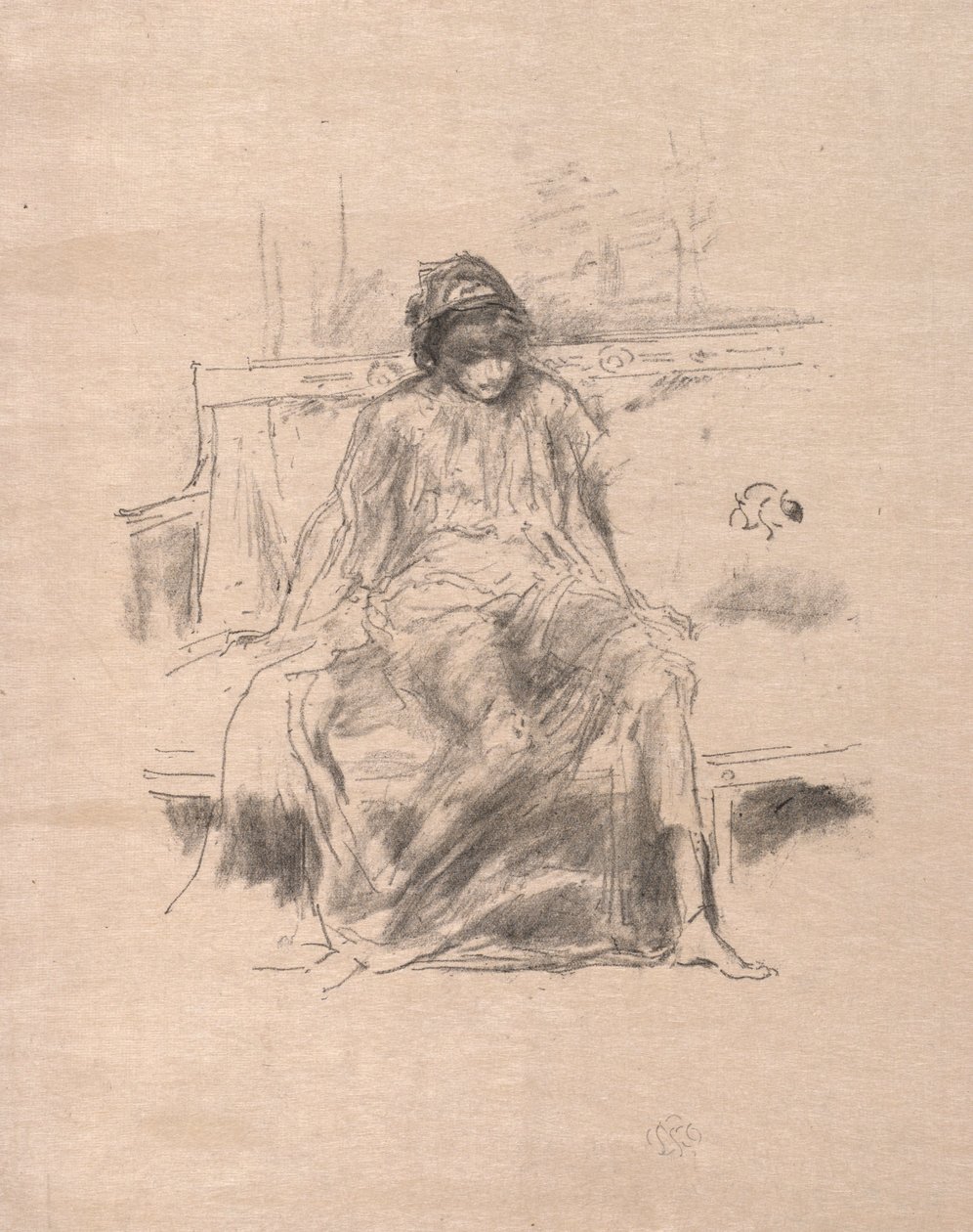 垂悬的人物坐像，1893年。 作者 詹姆斯·阿博特·麦克尼尔·惠斯勒