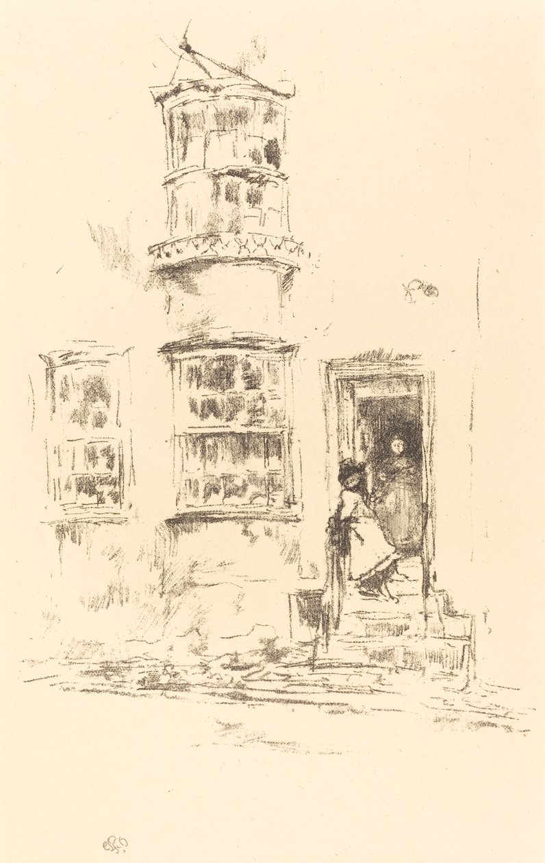 小台阶，莱姆雷吉斯，1895-1896。 作者 詹姆斯·阿博特·麦克尼尔·惠斯勒