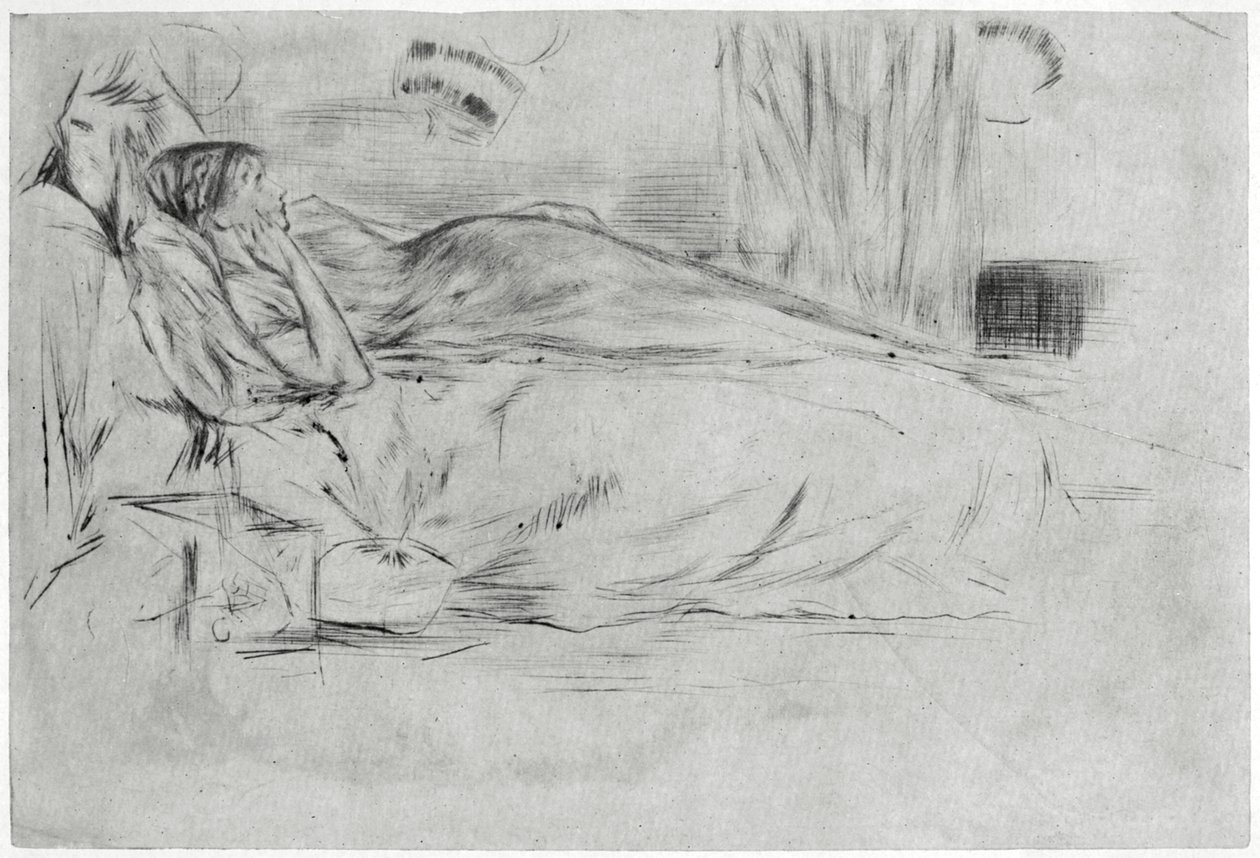 《躺着的模型》，c1864年，1904年。 作者 詹姆斯·阿博特·麦克尼尔·惠斯勒