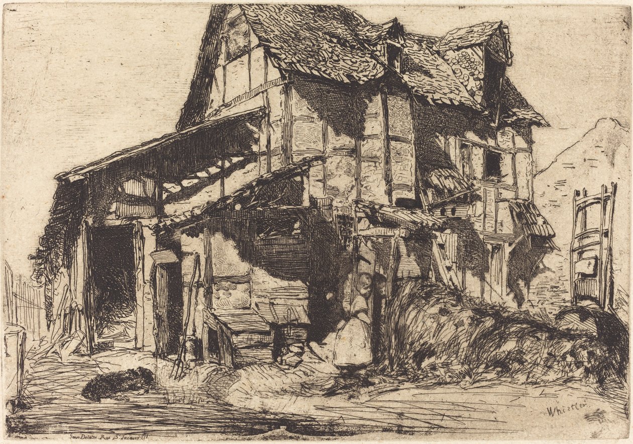 不安全的租房，1858年。 作者 詹姆斯·阿博特·麦克尼尔·惠斯勒