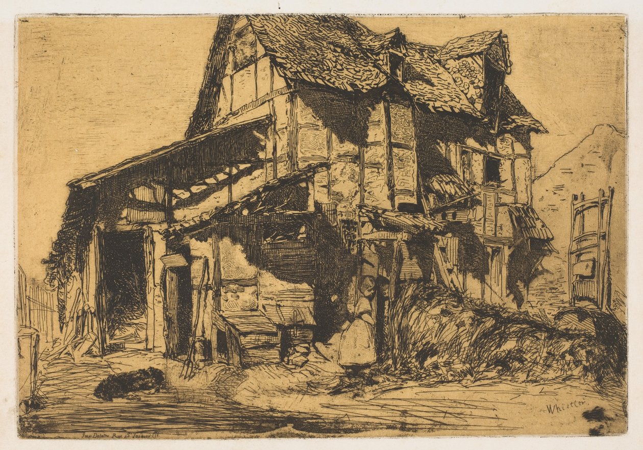 不安全的租房 《老农场》，1858年。 作者 詹姆斯·阿博特·麦克尼尔·惠斯勒