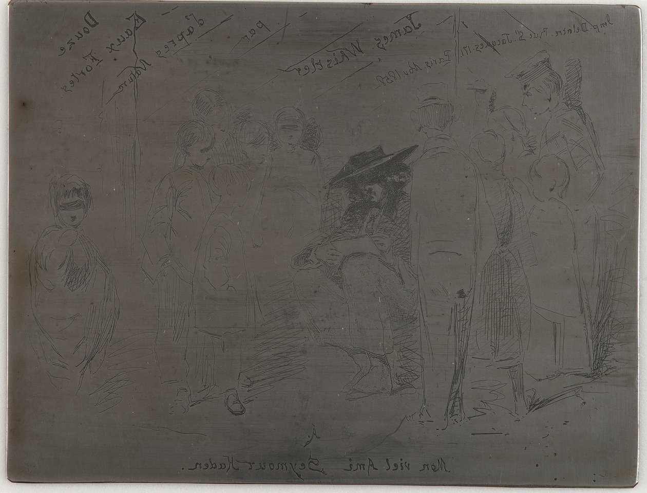 法国套装的标题，1858年。 作者 詹姆斯·阿博特·麦克尼尔·惠斯勒