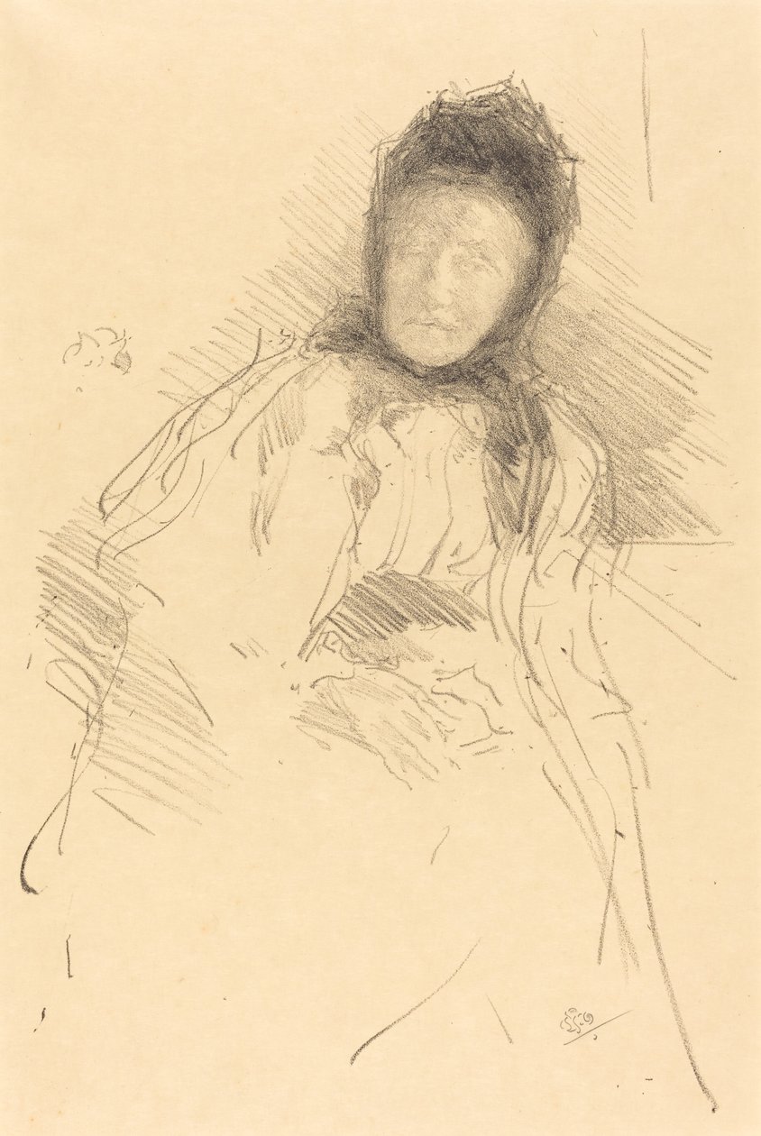 哈登夫人的未完成素描，1895年。 作者 詹姆斯·阿博特·麦克尼尔·惠斯勒