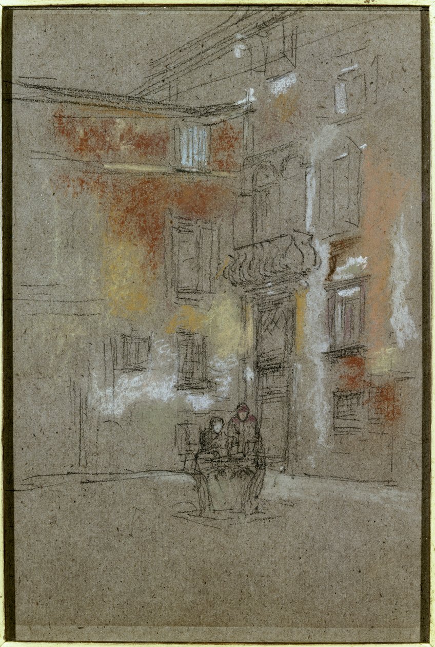 威尼斯庭院：Corte Bollani，1880年（粉笔和粉彩在牛皮纸上） 作者 詹姆斯·阿博特·麦克尼尔·惠斯勒