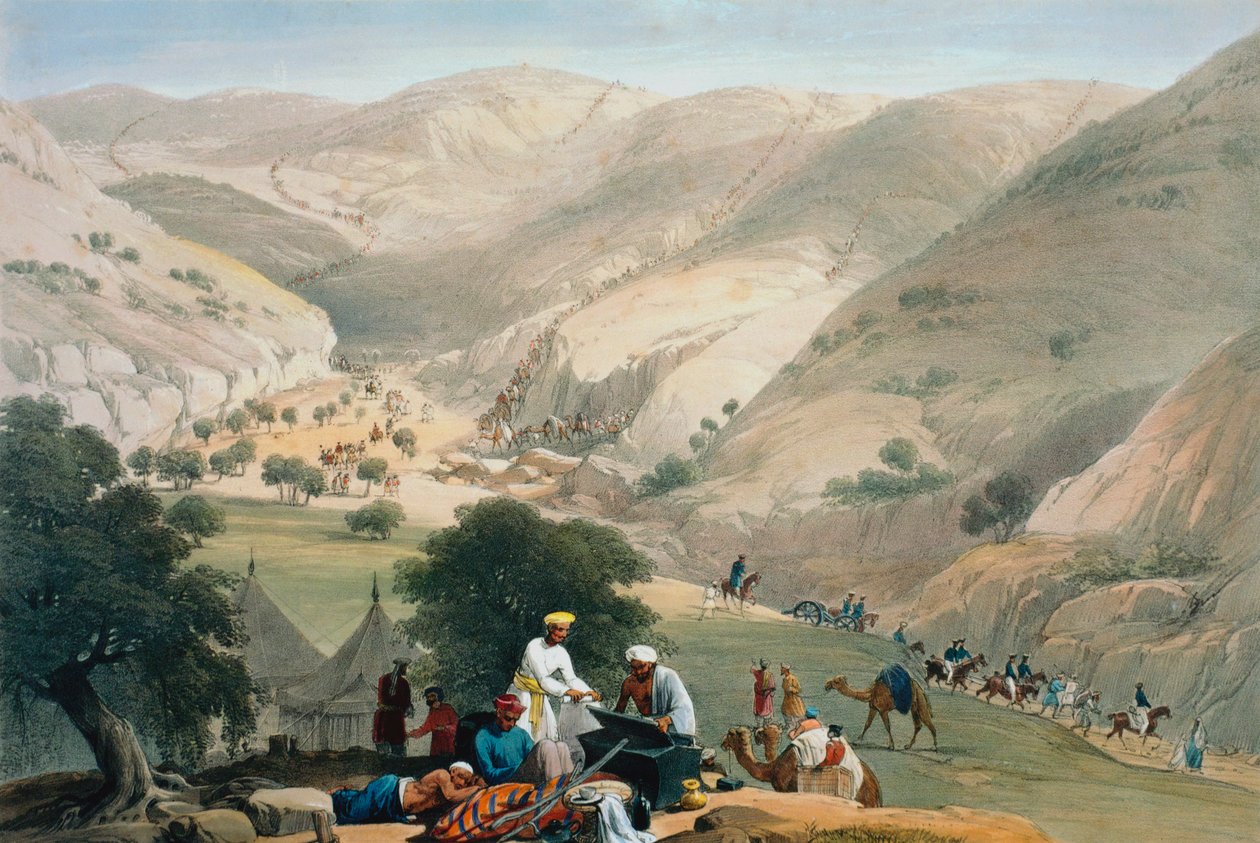 第一个孟加拉欧洲军团的营地，第一次英阿战争（1838-1842） 作者 詹姆斯·阿特金森