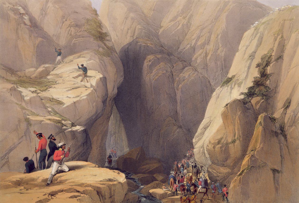 来自Parush的Kojak Pass的入口，来自&39;Afghaunistan的草图&39;，由Charles Haghe（1810-88）和Louis Haghe（1806-85）雕刻，由Henry Graves出版，1842年 作者 詹姆斯·阿特金森