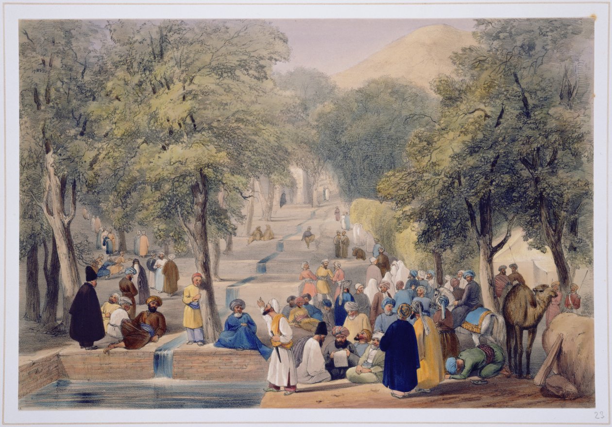 Babers Tomb的大道，来自阿富汗的草图，由Charles Haghe（1810-88）和Louis Haghe（1806-85）雕刻，由Henry Graves出版，1842年 作者 詹姆斯·阿特金森
