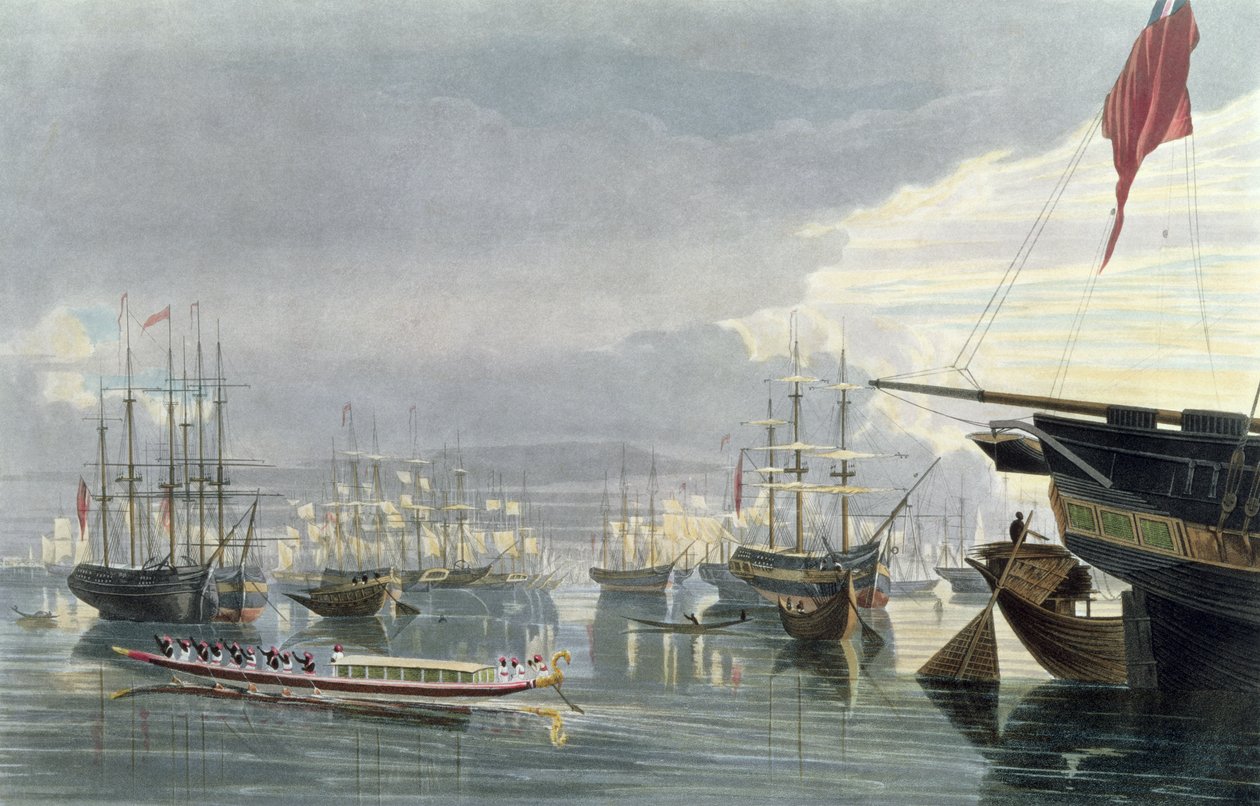 1837年史密斯码头附近的加尔各答河，航运和城镇景观，由年轻的罗伯特·哈维尔（1793-1878）（aquatint）雕刻而成 作者 詹姆斯·贝利·弗雷泽