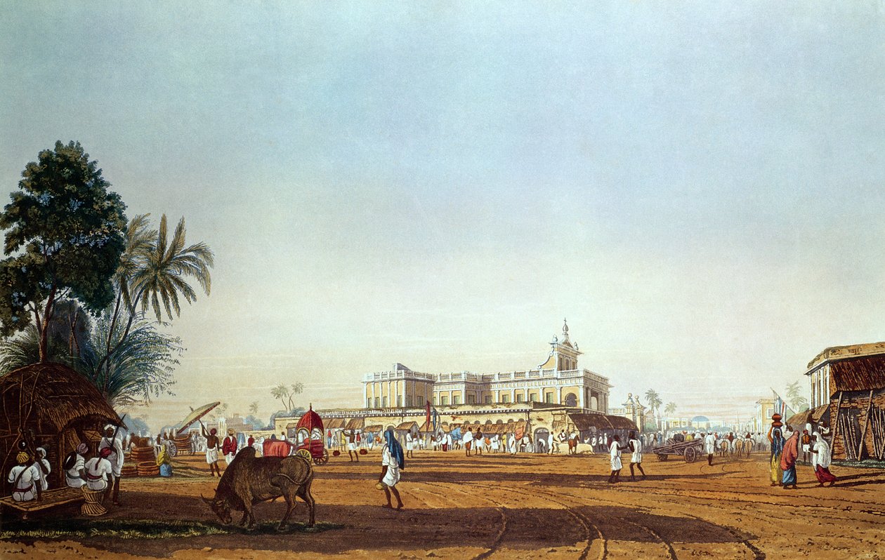 Lall Bazaar和葡萄牙教堂，加尔各答，由Robert Havell，酒吧刻。 1824 作者 詹姆斯·贝利·弗雷泽