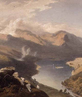 来自Langdale Fell的Grasmere，湖泊的细节，来自“英国湖区”，1853年 作者 詹姆斯·贝克·派恩