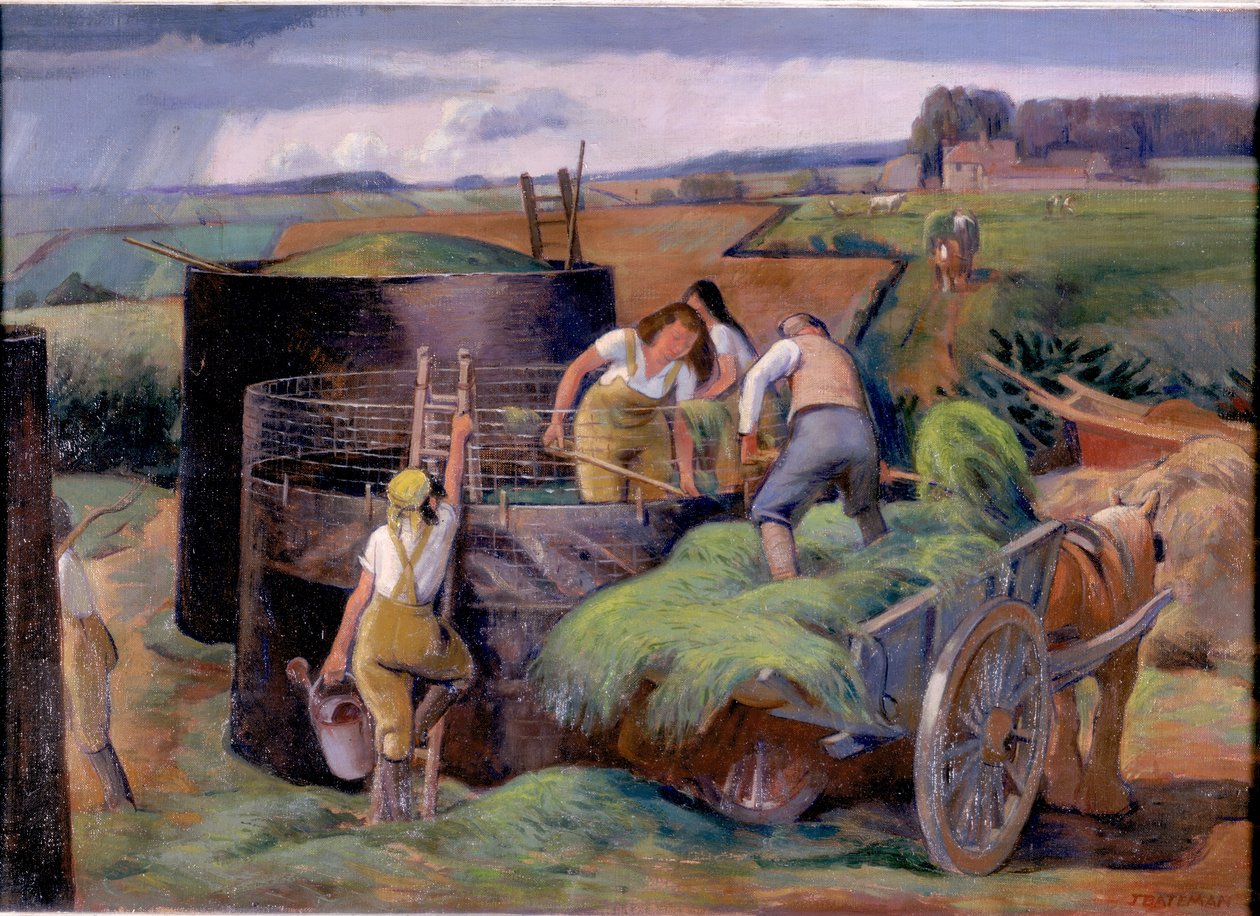 青贮饲料，c.1940（布面油画） 作者 詹姆斯·贝特曼