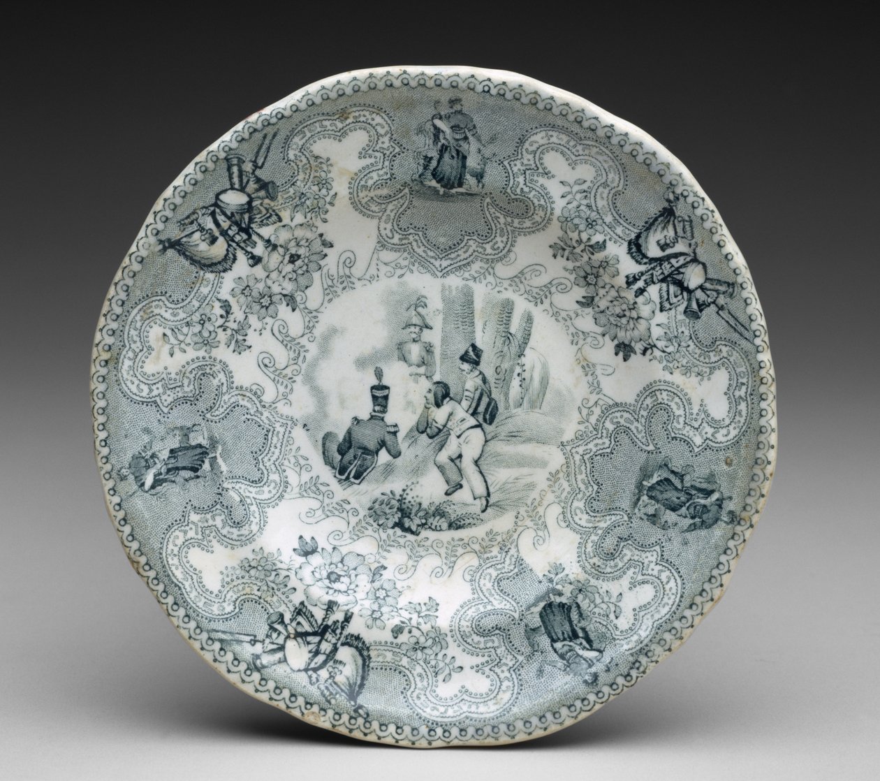 盘子，约1837-44年（转移印花的陶器 作者 詹姆斯·比奇（James Beech）
