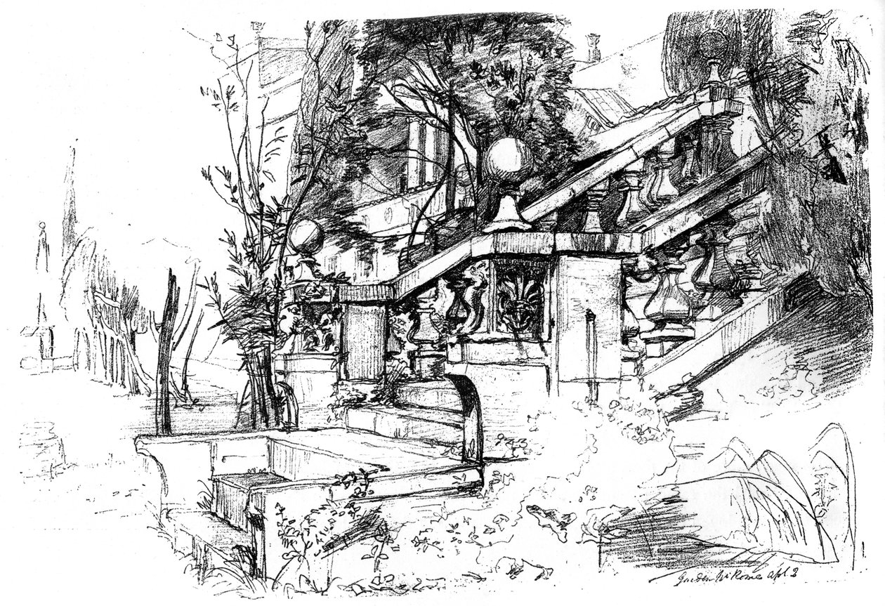 罗马附近的花园，1848年c1880-1882年。 作者 詹姆斯·克拉克·胡克