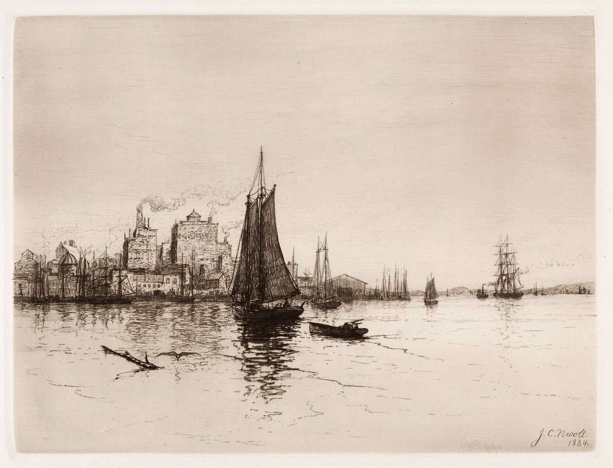 海港风光，1884年。 作者 詹姆斯·克雷格·尼科尔
