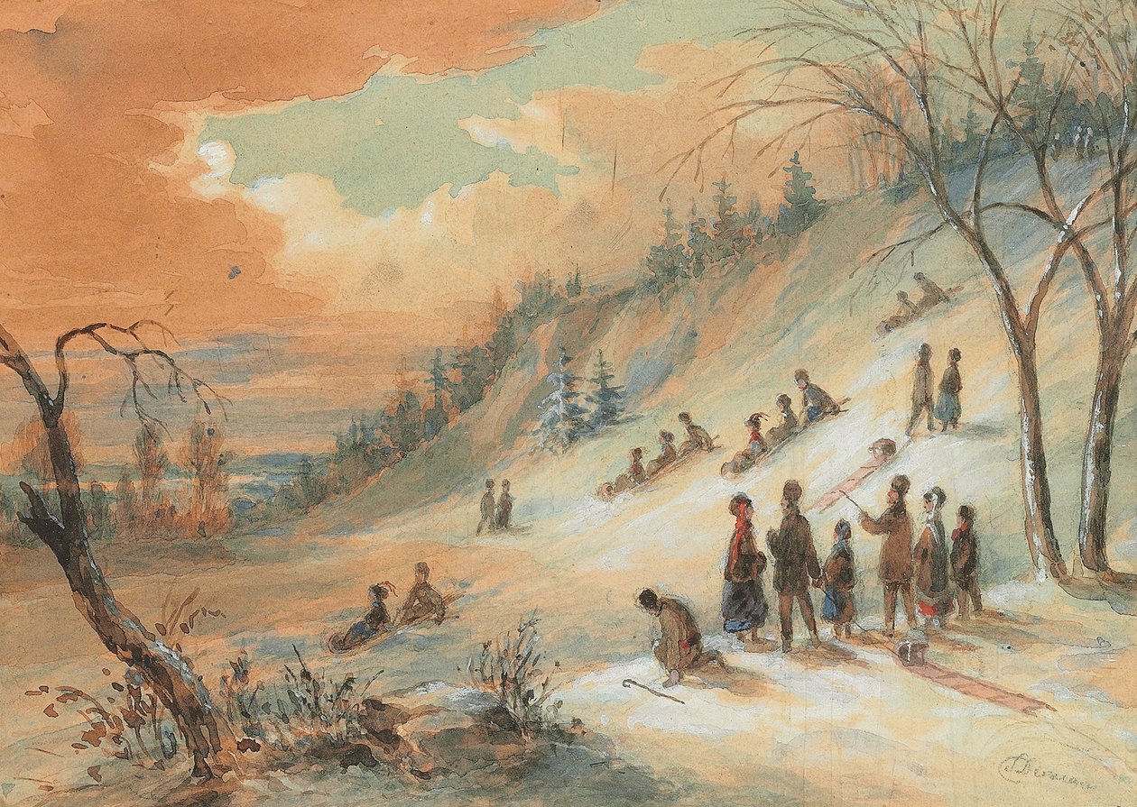 在蒙特利尔附近的山坡上滑行雪橇 作者 詹姆斯·邓肯