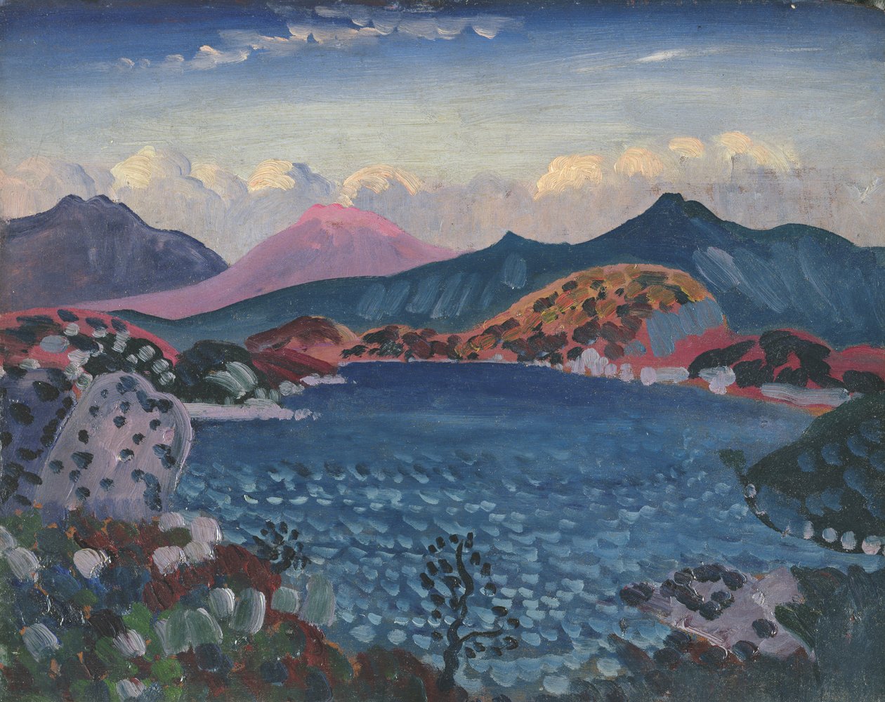 巴拉湖，c.1911（面板油画） 作者 詹姆斯·迪克森·英尼斯