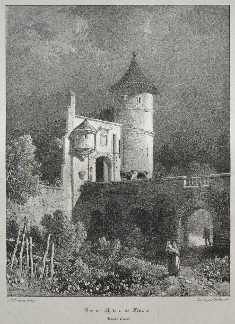法国古代风景如画的浪漫之旅。 Franche-Comté...，1825年。 作者 詹姆斯·杜菲尔德·哈丁