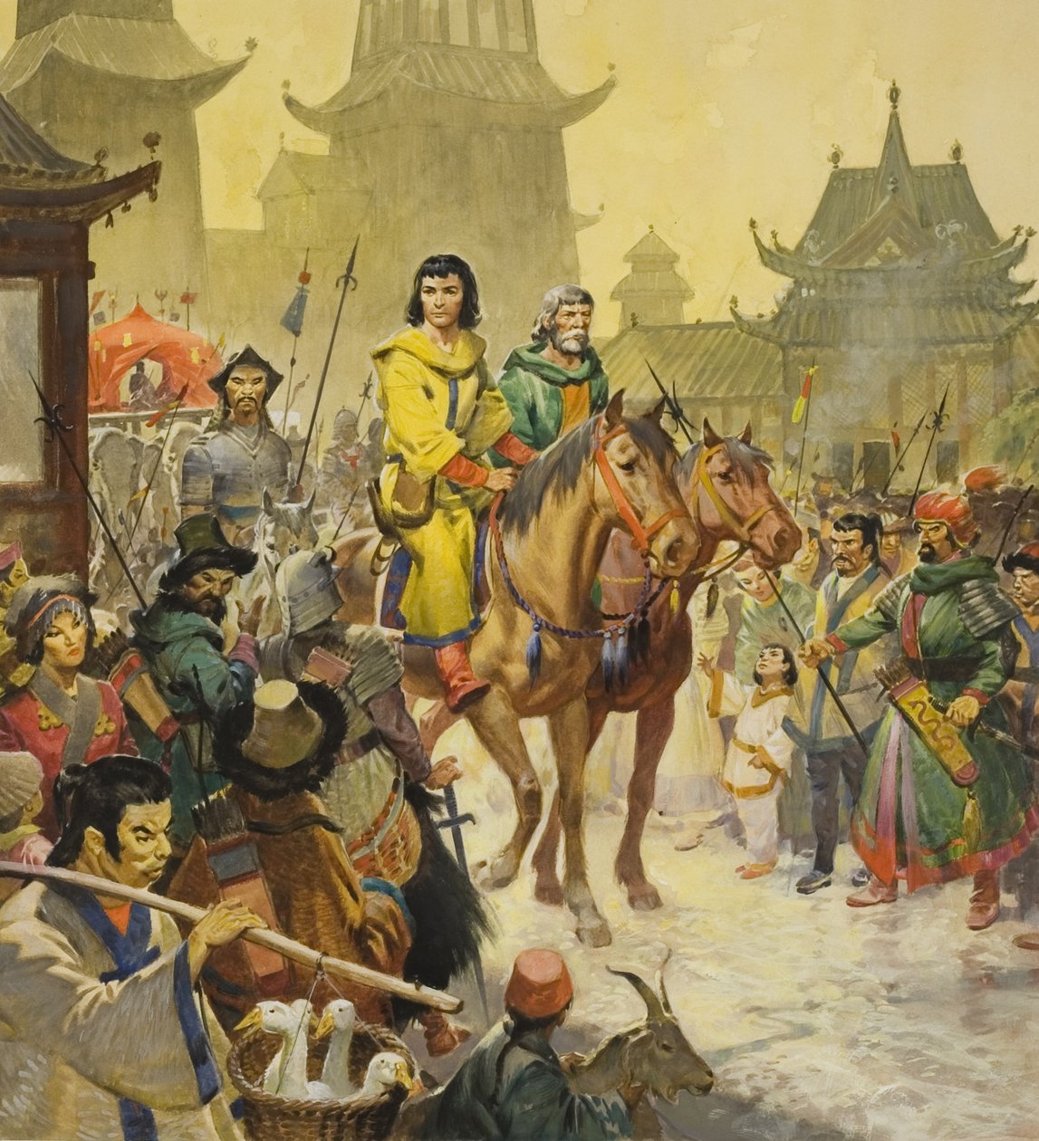 马可-波罗在北京，20 世纪（纸本水粉画） 作者 詹姆斯·埃德温·麦康奈尔
