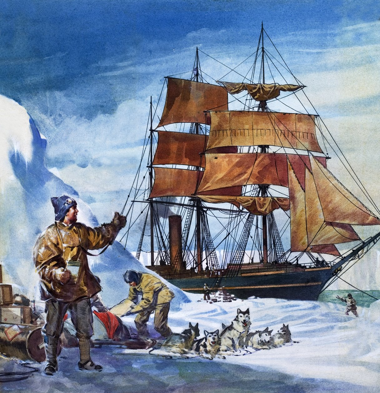 南极的 Terra Nova 号（纸上水粉画） 作者 詹姆斯·埃德温·麦康奈尔