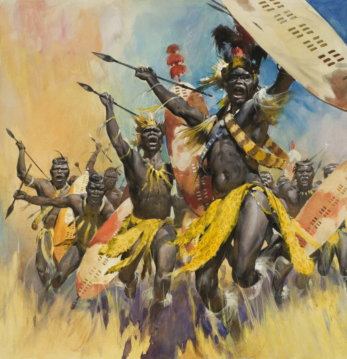 祖鲁勇士（水粉画，纸本） 作者 詹姆斯·埃德温·麦康奈尔