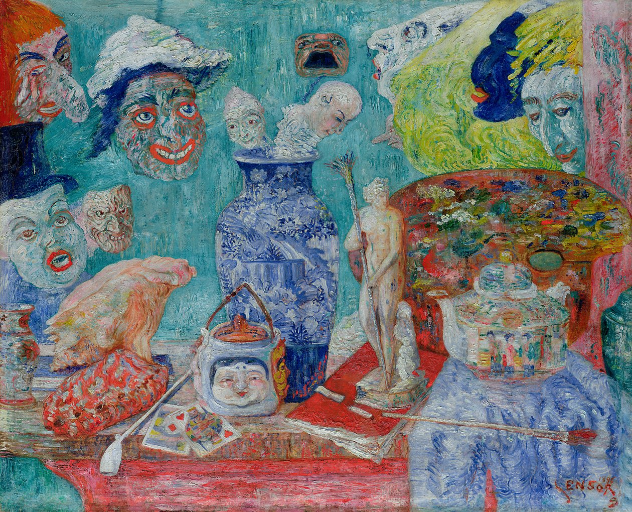 带面具的静物 (Bric-a-Brac) 1896（布面油画） 作者 詹姆斯·恩索尔