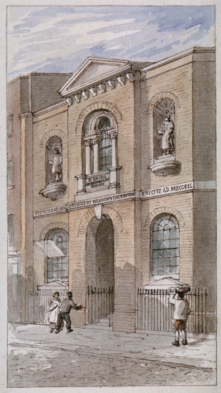 圣布莱德学校，伦敦市布莱德巷，1840年 作者 詹姆斯·芬德利