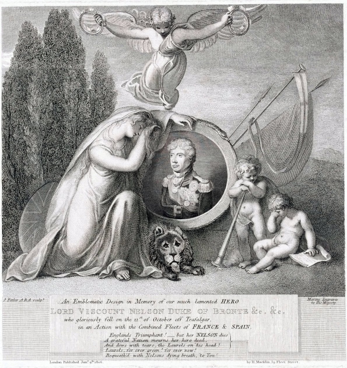 纪念已故英雄霍雷肖-纳尔逊子爵（1758-1805 年）的标志性图画 作者 詹姆斯·菲特勒
