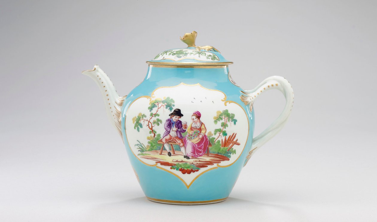 伍斯特茶壶和盖子，约1770年 作者 詹姆士吉尔斯