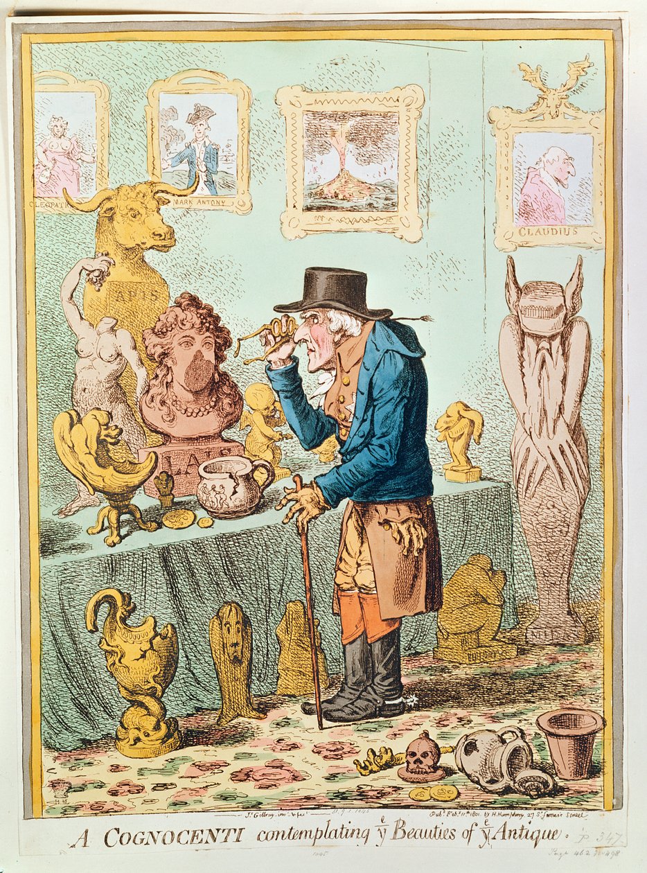 Cognoenti考虑Ye Antique的Ye Beauties，由Hannah Humphrey出版，1801年（手工蚀刻） 作者 詹姆斯·吉里