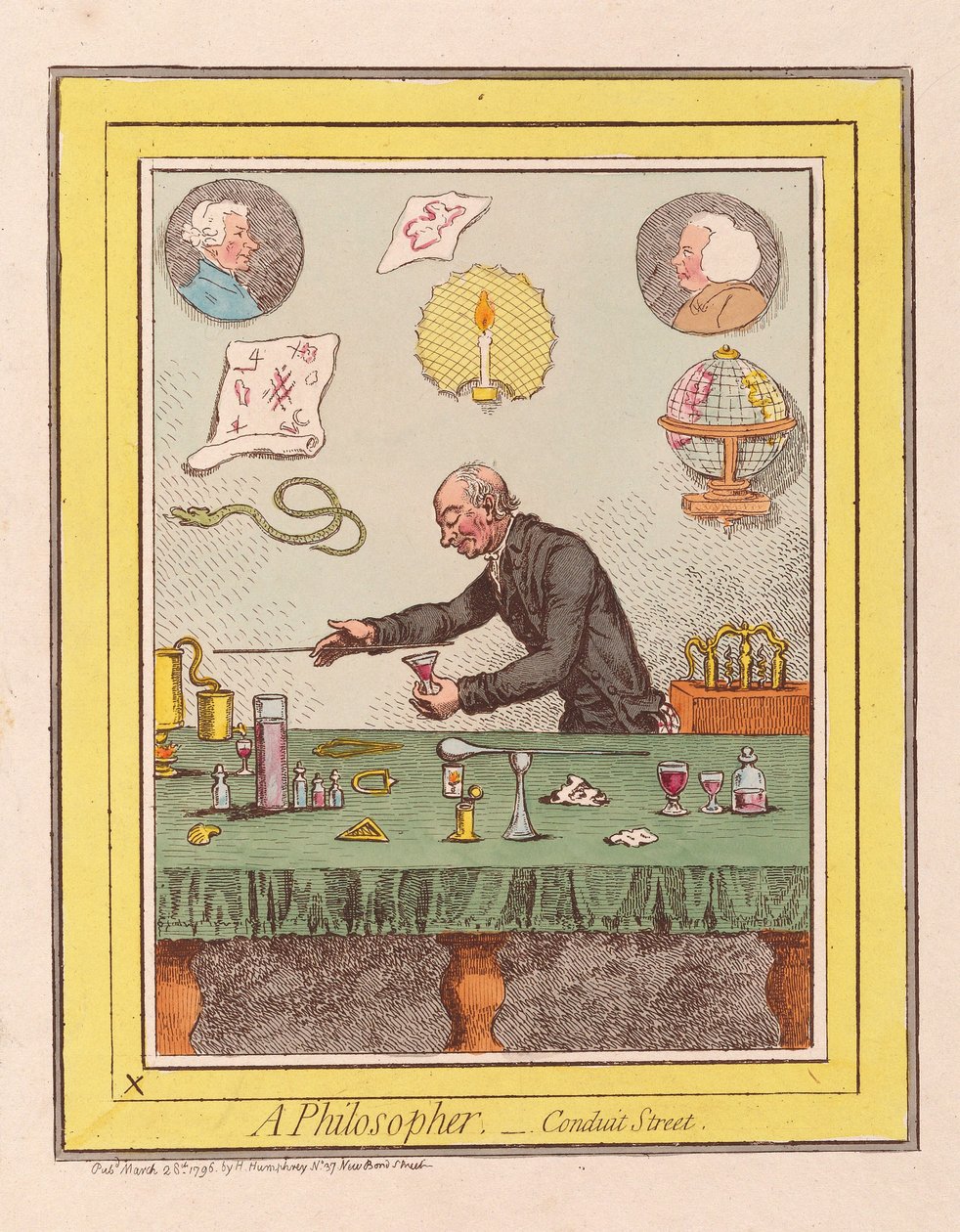 哲学家：Conduit Street，pub。 1796年（手工彩色雕刻） 作者 詹姆斯·吉里