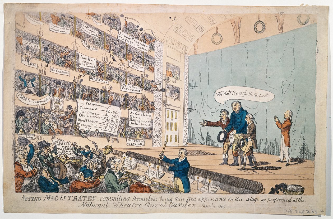 代理裁判在1809年出版（手工彩色蚀刻），在国家剧院考文特花园首次亮相 作者 詹姆斯·吉里